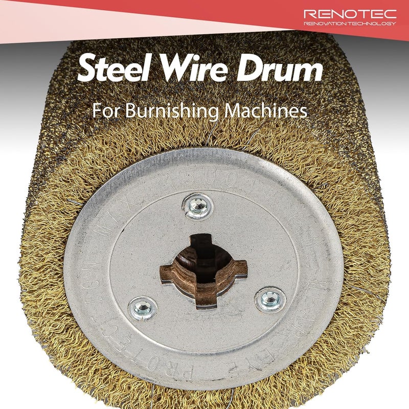 RENOTEC Steel Wire Drum, Copper Plating 0.3mm Wire, 4.33" x 4", 110x100mm, Heavy Rust Removal, for Burnishing Polishing Machine - Image 3